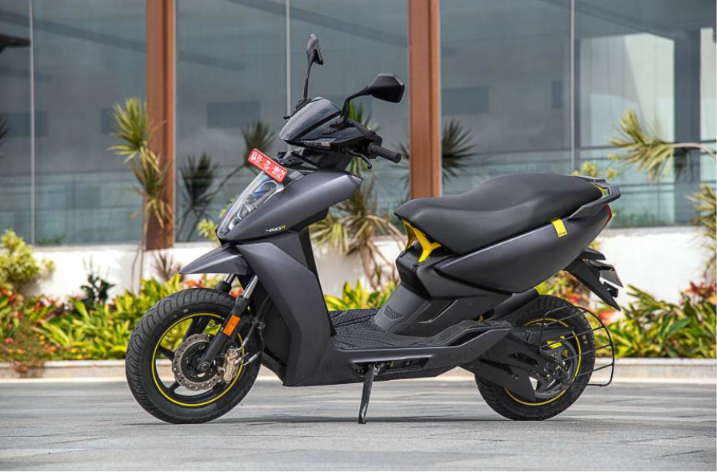 Ather 450X electric scooter in its new colour options parked outdoors.